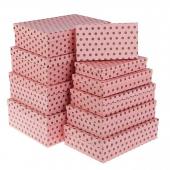 Коробка картон прямоугольная 5 21,5*14*9см Розовый и золотой горох