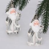 Набор елочных игрушек 2шт "Дед Мороз в кафтане" серебро