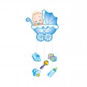 Подвеска бумажная С Днем Рождения Малыш голубая