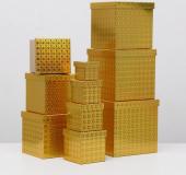 Коробка картон куб 12,5*12,5*12,5см золотые узоры