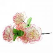 Цветы искусственные 32см букет Гвоздика 6 цветков бело-розовые