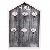 Ключница 20*30*3см "Home" домик, серая, деревянная