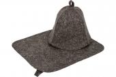 Набор для бани шапка+коврик серый "Hot Pot" войлок 41344