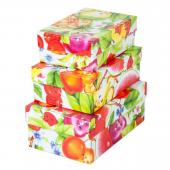Коробка картон прямоугольная 3 22,5*16,2*9,2см детская с фруктами
