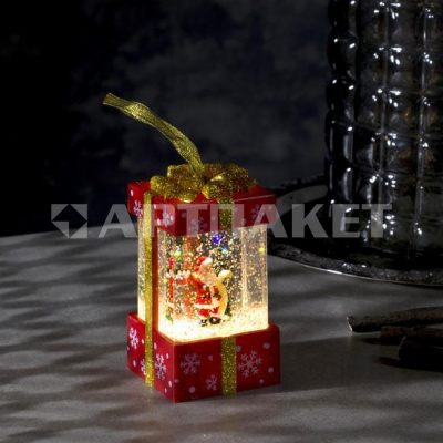 Фигура световая "Подарок красный" 11.5x6.3 см, блестки, Т/БЕЛЫЙ 7599719