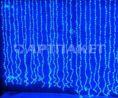 Гирлянда эл. занавес 3х2,5 м, синий, 240 LED "Водопад"