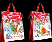 Сумочка подарочная спанбонд, ламинированная, 35х12х40 см, 3 кг, "С Новым годом" на молнии, красный 