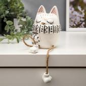 Сувенир "Котёнок в шарфике" бело-чёрный с золотом 4847483