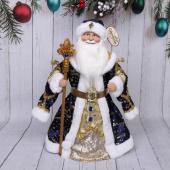 Дед Мороз 50 см в синей шубе с посохом (с отделением под конфеты)