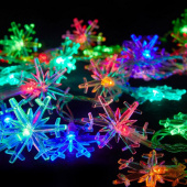 Гирлянда эл. нить, мультицвет, 40 LED "Снежинки" 