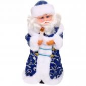 Дед Мороз музыкальный 30 см со свечой в синей шубе