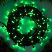 Гирлянда эл. нить 20 м, 200 LED, IP20, зеленый, черный провод 3556817 