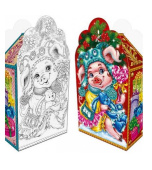 Коробка д/подарков 0,5 кг Хрюши-Раскраски "В красном" ХР-191