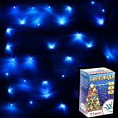 Гирлянда эл. нить 2,5 м, 24 LED, IP20, синий, зеленый провод 130-352