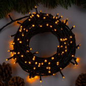 Гирлянда эл. нить 20 м, 200 LED, IP20, желтый, черный провод 3556816 