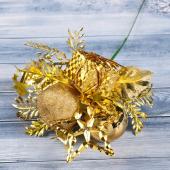 Декор "Зимняя сказка" яблочко подарок 15 см, серебристо-золотой 4301770