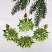 Набор игрушек елочных пластик 4 шт, 6 см, "Звезда остроконечная", салатовый