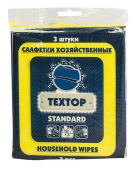 Салфетка д/уборки "Textop" 30*35см, 3шт, вискозная желтая
