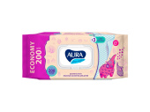Салфетка влажная 200 шт. AURA ultra comfort дет. с крышкой