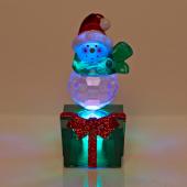 Фигурка с подсветкой "Снеговичок в шарфике на подарке" 