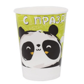 Стакан бум. 200 мл. праздничный /6 шт/ Панда С Праздником!