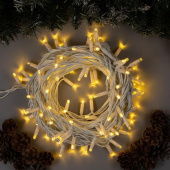 Гирлянда эл. д/улицы нить 10 м, белый теплый, 100 LED, IP65, белый провод 3584131 фиксинг