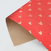 Бумага упаковочная крафт «Сердечки», фон красный, 50 × 70 см   4580640