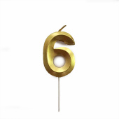 Свечи для торта 5см Цифра Gold 6