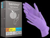 Перчатки нитрил, неопудренные, нестерильные, васильковый, р-р М, "Benovy", 50 пар/кор