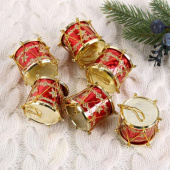 Набор игрушек елочных пластик 6 шт, 3,5 см "Барабан-звезда", красный, пакет 3570520