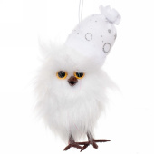 Игрушка елочная мягкая  в шапке 12 см "Сова" белый