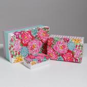 Коробка картон прямоугольник 10 18*13*7см «Цветы» 