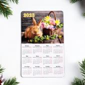 Магнит новогодний с календарем "Символ года - 2023!" кролик с корзиной цветов, 11х7см 9225453