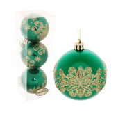 Набор шаров елочных пластик 3 шт, d 7 см, зеленый, "Павлиний хвост" 201-0755