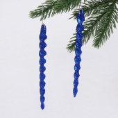 Подвески в блестках 2шт "Ледяные сосульки" 10 см голубой