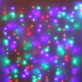 Гирлянда эл. занавес 1,5х2 м, 360 LED, IP20, "Мерцание", мультицвет, прозрачный провод 725-0611