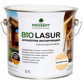 Антисептик лессирующий защитно-декоративный PROSEPT BiO LASUR / бесцветный / 2,7 л