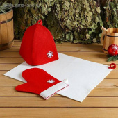 Набор банный "Зимушка" красный 3745227