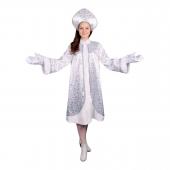 Карнавальный костюм "Снегурочка расклешеная белая со снежинками" р-р 52 2803855