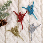 Набор подвесок пластик 4 шт, 7 см, в блестках, "Балерина блеск" микс 5043730