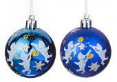 Набор шаров елочных пластик 2 шт, d 6 см, синий, "Ангелы" 863-006