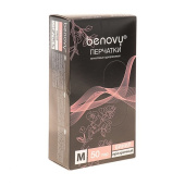 Перчатки винил, неопудренные, нестерильные, прозрачные, р-р М, "Benovy", 50 пар/кор