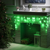 Гирлянда эл. бахрома 1,8 м (12,5*21*30*49), зеленый, 48 LED, IP20, прозрачный провод 3556834