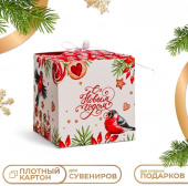 Коробка подарочная складная 12х12х12 см "Снегирь" 9875906