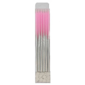 Свечи для торта 15см Металлик Pink & Silver с держателями 12шт
