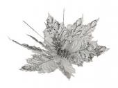 Цветок искусственный "пуансетия" диаметр=27см на клипсе. серебро 241-1710