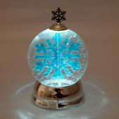 Сувенир с подсветкой "Снежинка в шаре" 17см Голубой