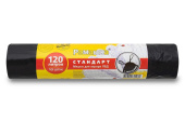 Мешок ПВД д/мусора, 70x110 см (120 л), 30 мкм, 10 шт, рулон с завязками "Стандарт", черный, ППК