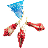 Набор игрушек елочных пластик 3 шт, 6 см, красный, "Трио" б/пакета 5648