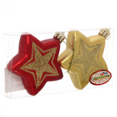 Набор игрушек елочных пластик 2 шт, 6,5 см, микс, "Звездочки радужные" УТ000005439